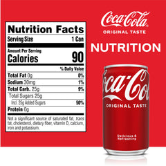 Coca-Cola mini can with glass, showing a chilled, refreshing experience