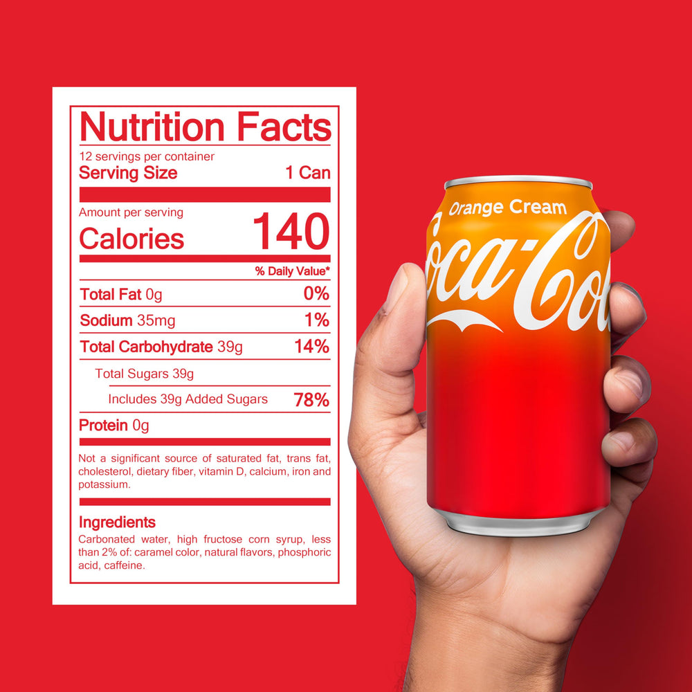 Coca-Cola Orange Cream Soda can front highlighting bold label and flavor