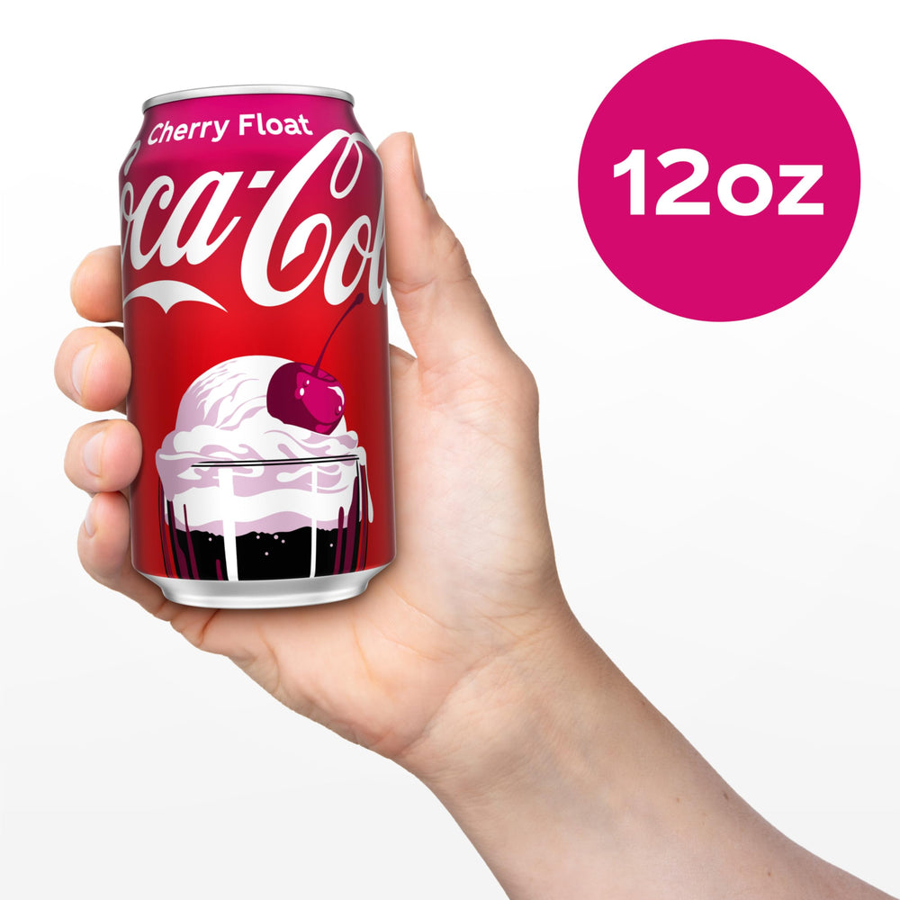 Coca-Cola Zero Cherry Float bubbles sparkle on glossy can surface