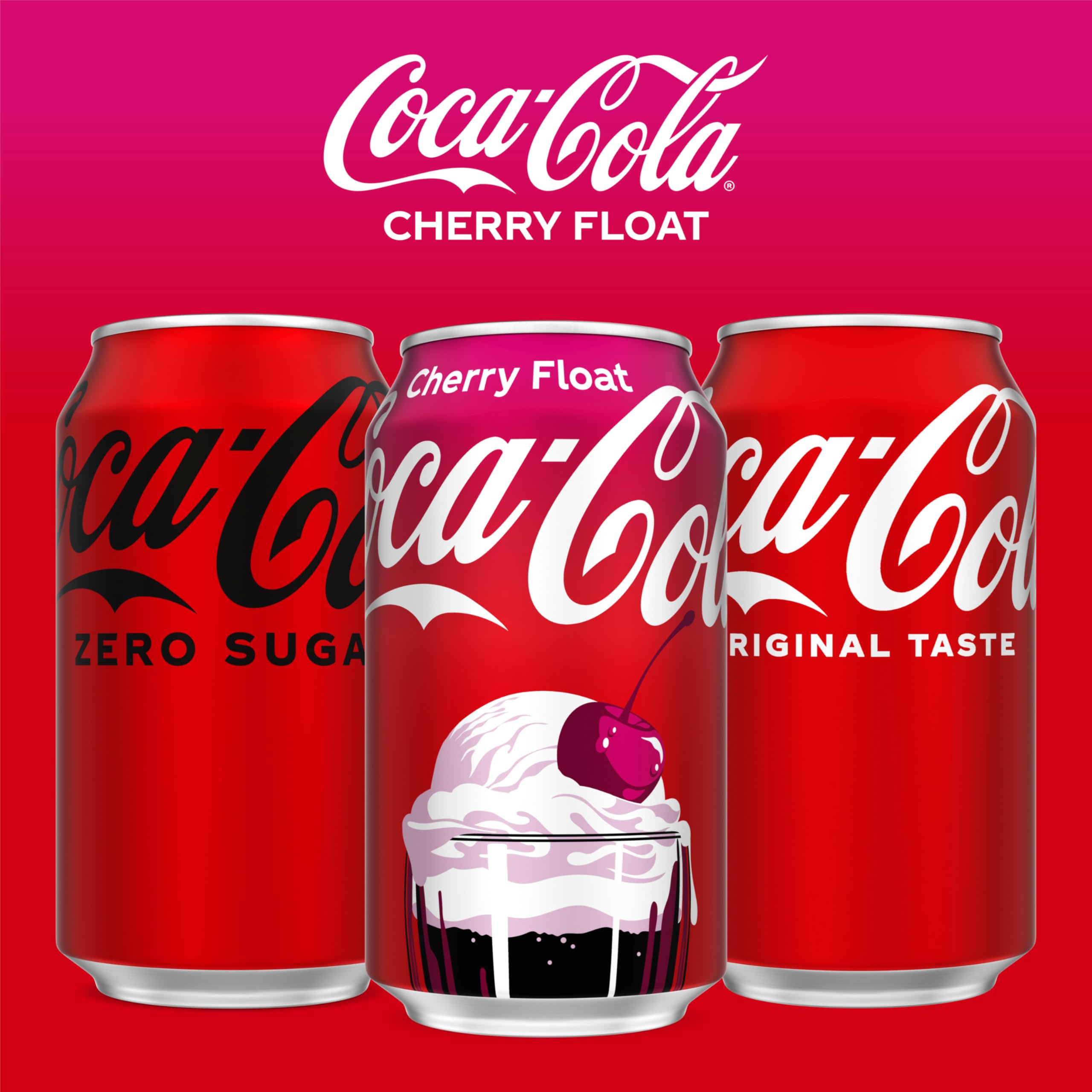 Coca-Cola Zero Cherry Float glass with foam suggests festive, shareable moments