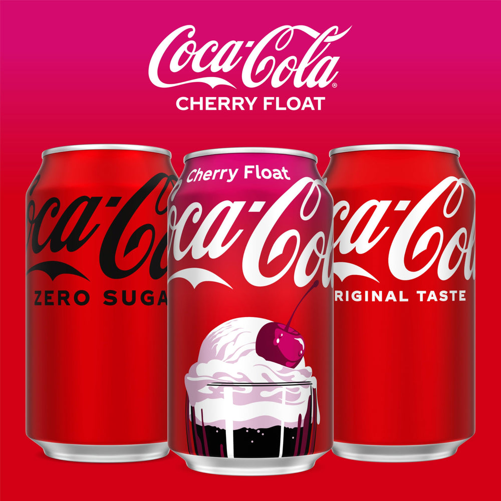 Coca-Cola Zero Cherry Float glass with foam suggests festive, shareable moments