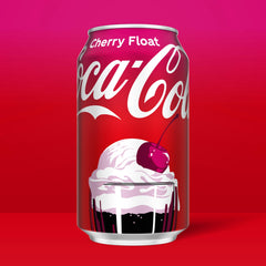 Coca-Cola Zero Cherry Float in-pack image emphasizes convenient 12-pack purchase