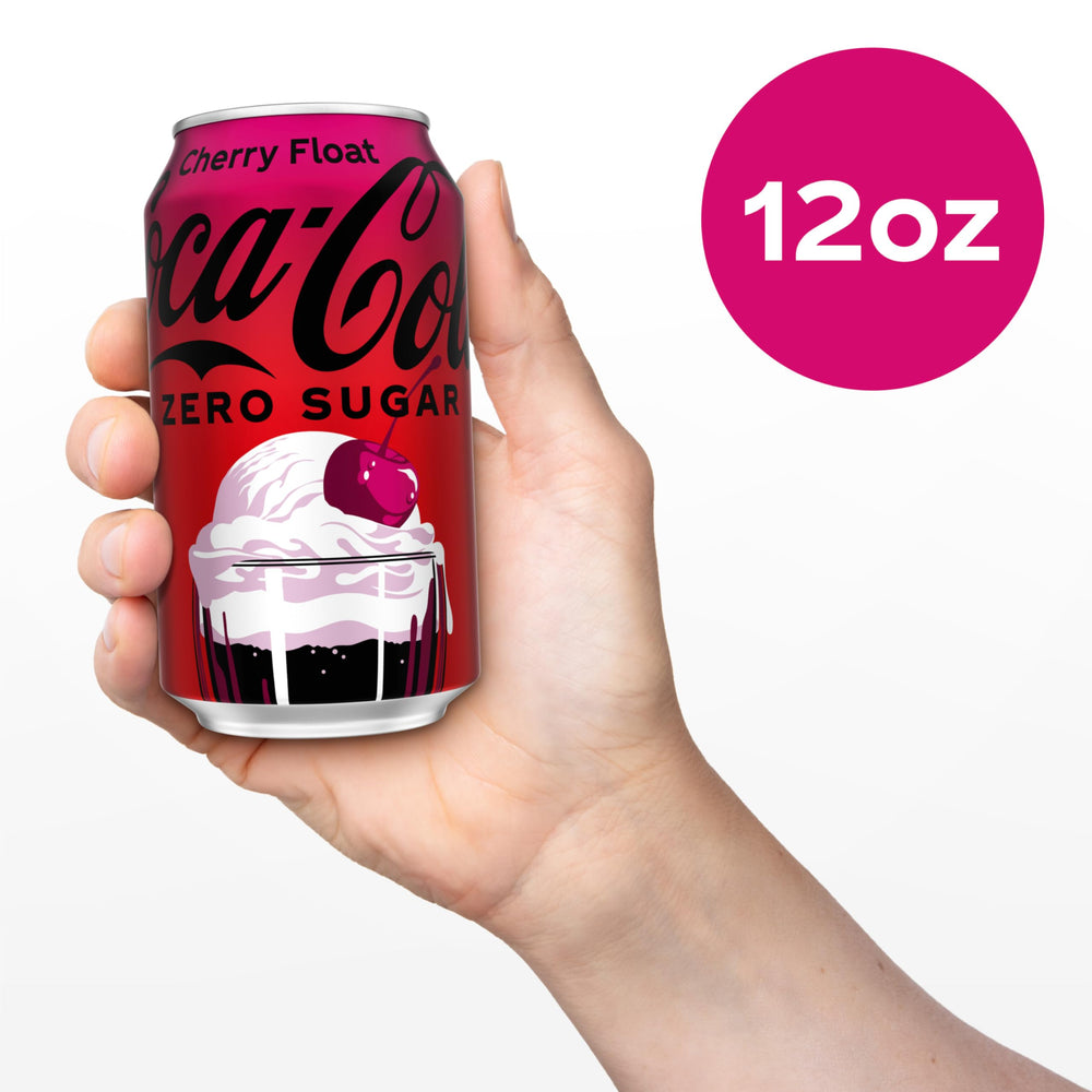 Retro-style Coca-Cola Zero Sugar Cherry Float packaging on display