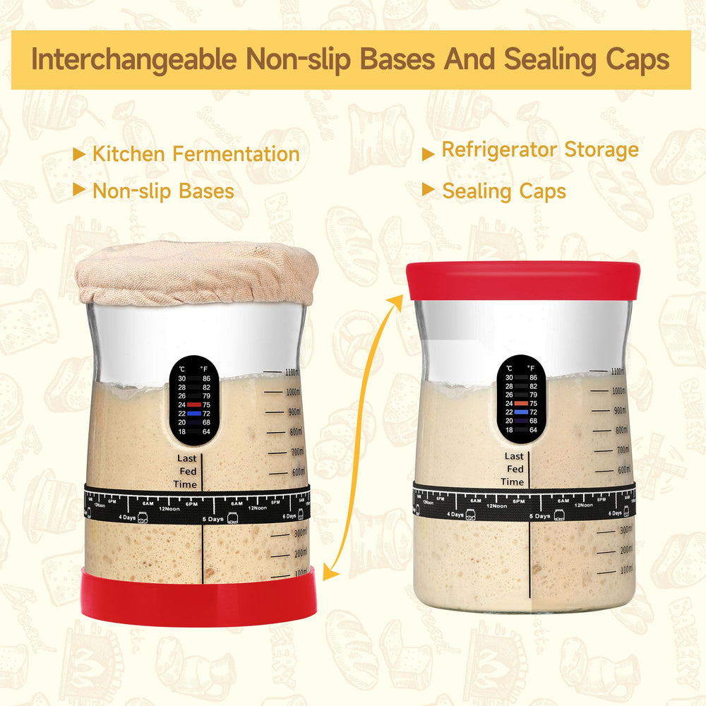 Date bands mark fermentation milestones on the Coco Bird Pro jar