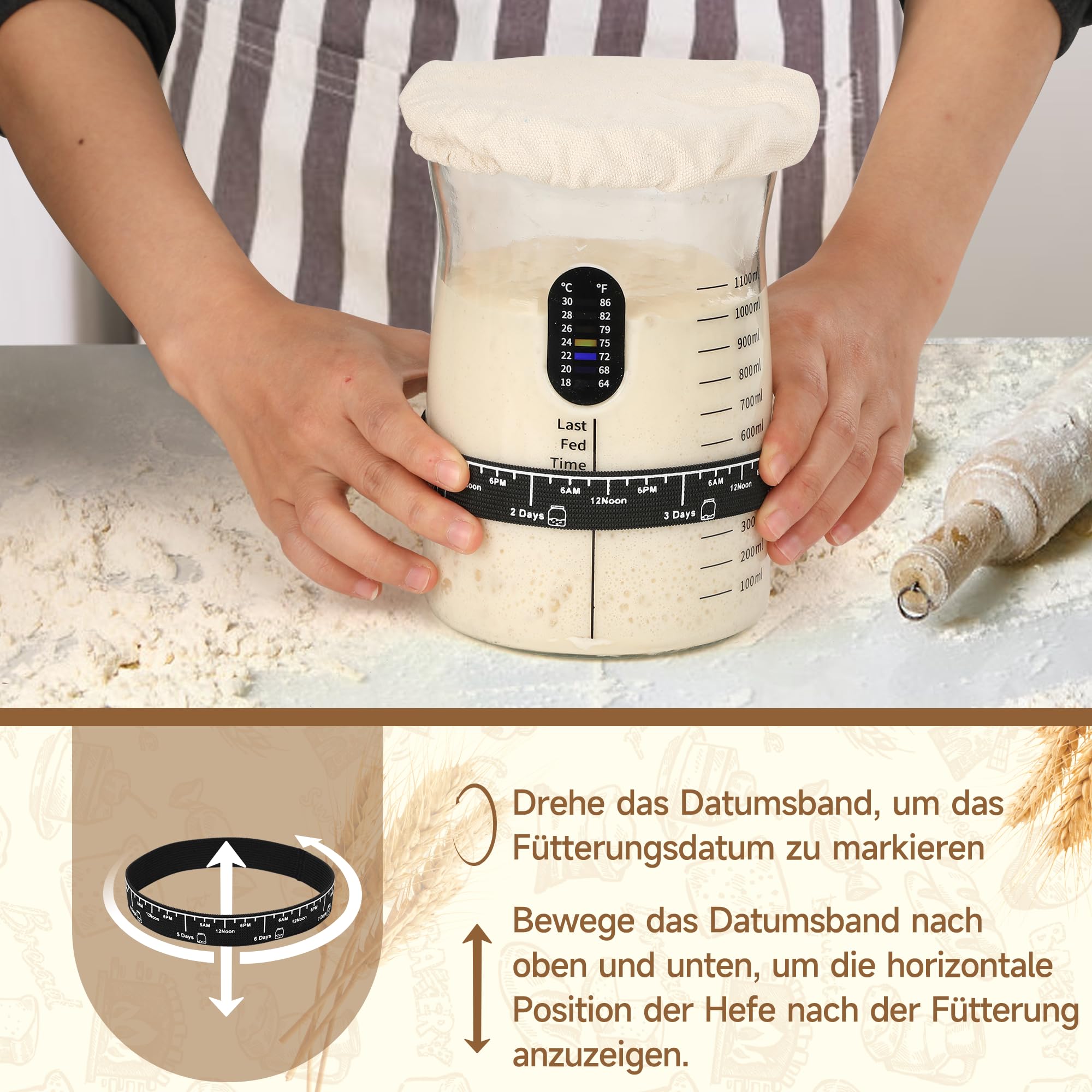 Coco Bird Pro temperature sticker shows fermentation temperature at a glance.