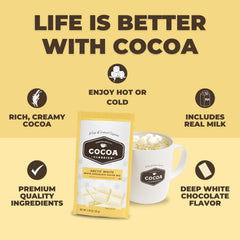 COCOA CLASSICS Arctic White Cocoa Mix iced cocoa served in glass showcases versatility.