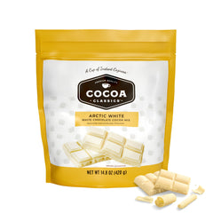 Cocoa Classics Arctic White Cocoa pouch ready to mix into creamy hot chocolate at home