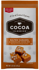 COCOA CLASSICS Arctic White sachets beside steaming mug, creamy comfort.