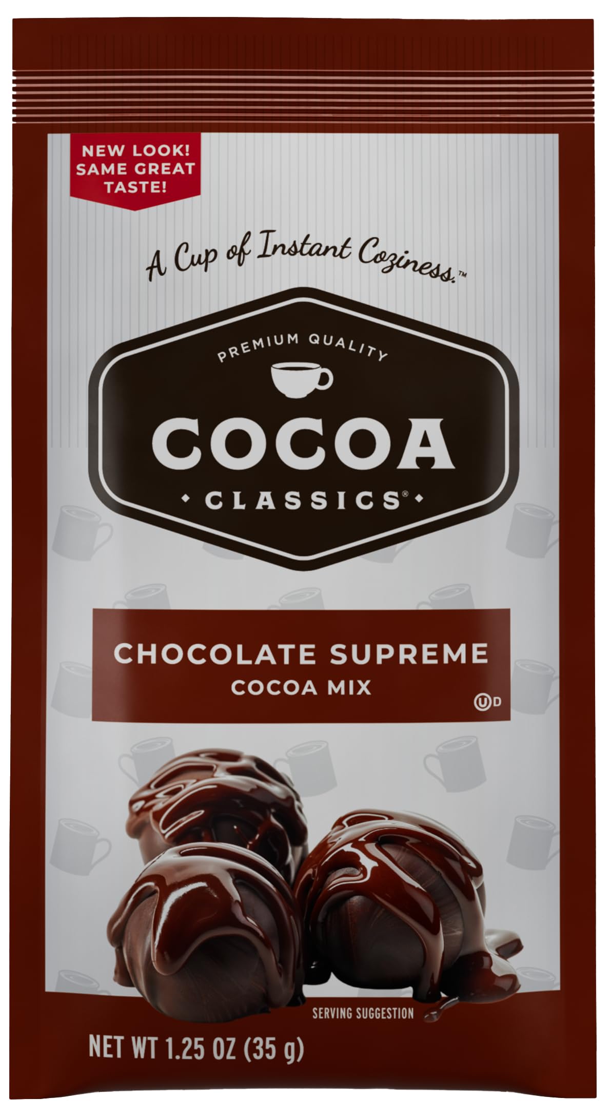COCOA CLASSICS Chocolate Supreme mix dissolves instantly in hot water.