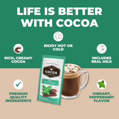 Gluten-free and kosher dairy badge on Cocoa Classics packaging.