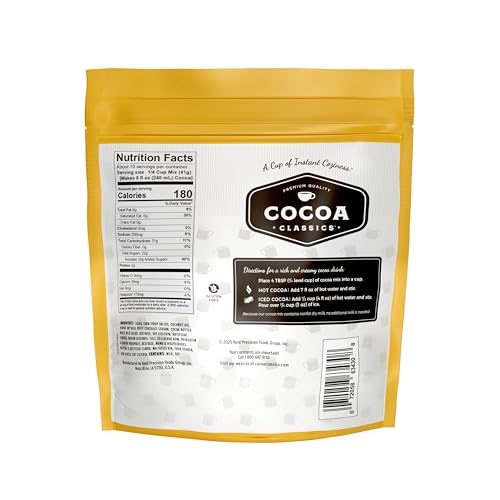 Hot water dissolves Cocoa Classics mix for a smooth, rich cup