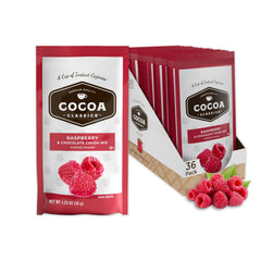 COCOA CLASSICS Raspberry Cocoa Mix packet, ready for quick, creamy hot chocolate.