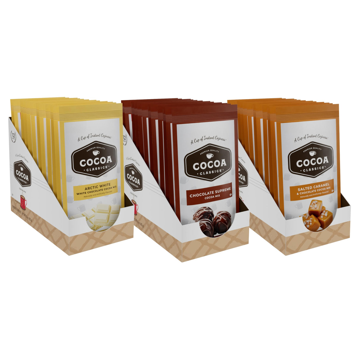 COCOA CLASSICS Cocoa Mix Variety Pack packets deliver rich, creamy chocolate.