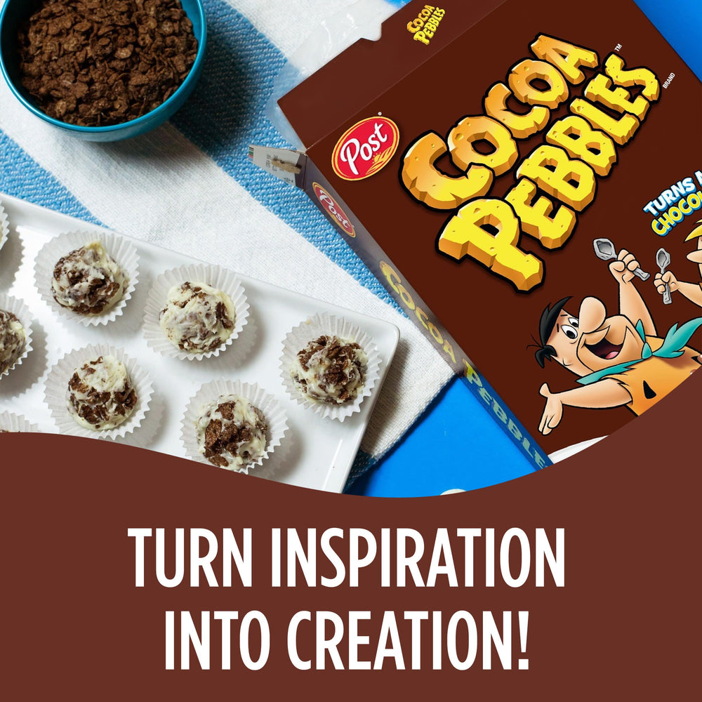 No-bake cheesecake cups topped with Cocoa PEBBLES