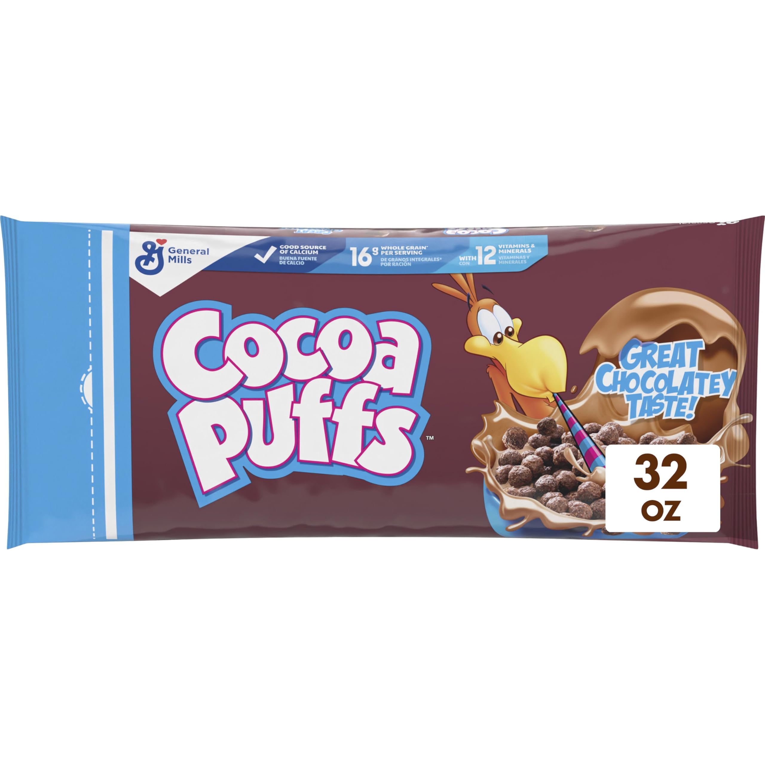 Cocoa Puffs chocolatey cereal in a bowl for a quick breakfast