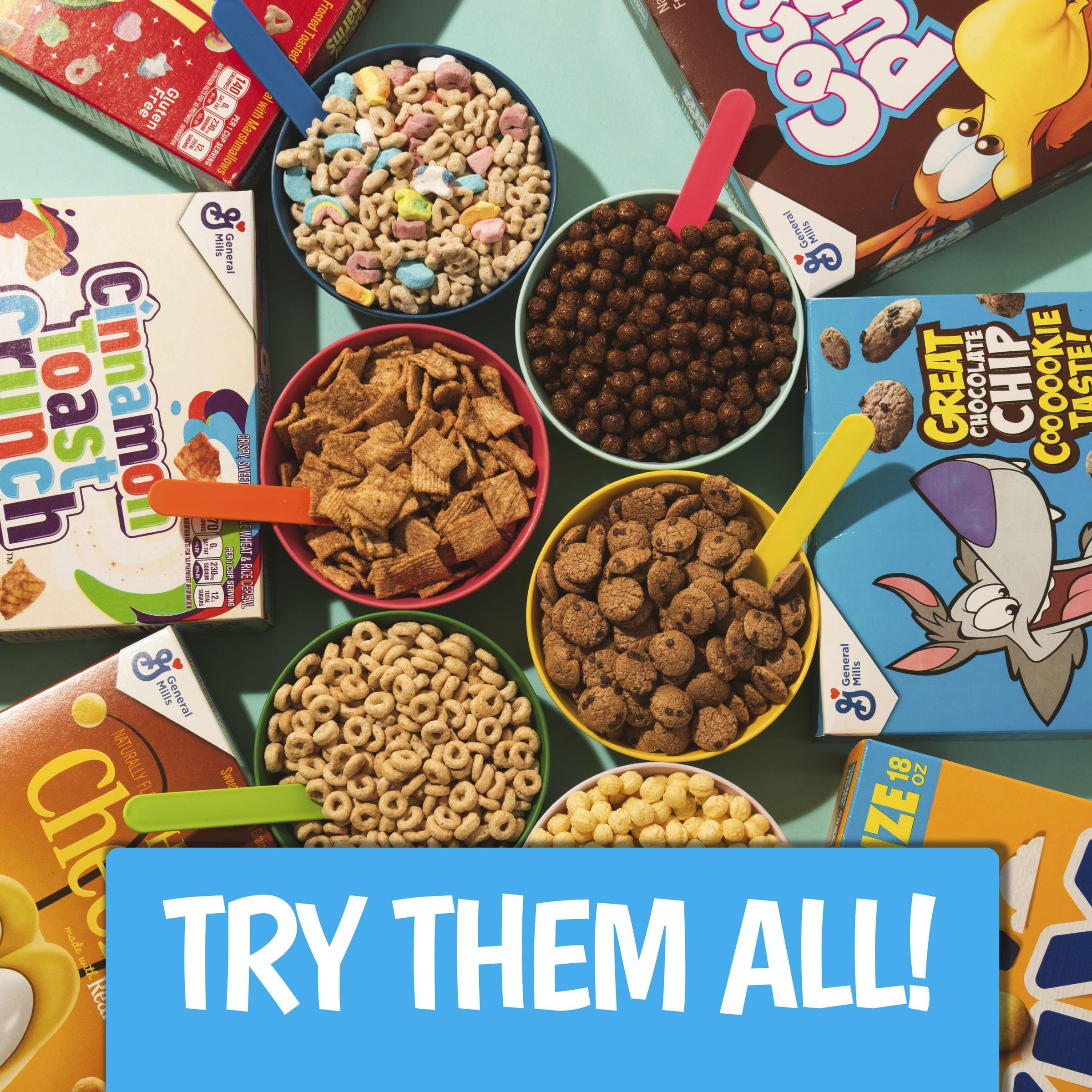 Cocoa Puffs topping ice cream for a playful treat.