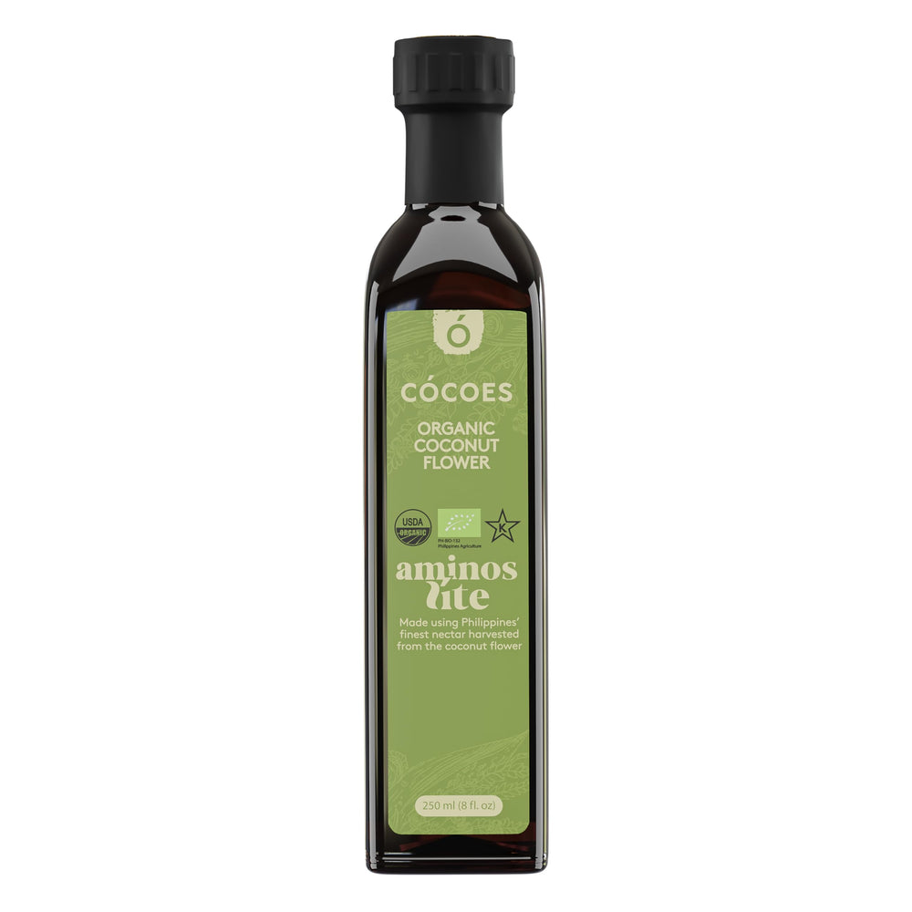 COCOES Organic Coconut Aminos Light bottle pour for everyday meals