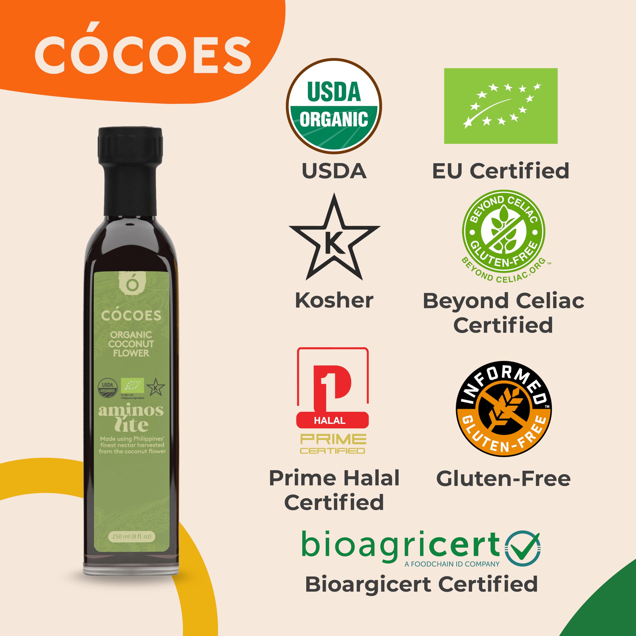 COCOES Organic Coconut Aminos Light meal prep bottle boosts flavor