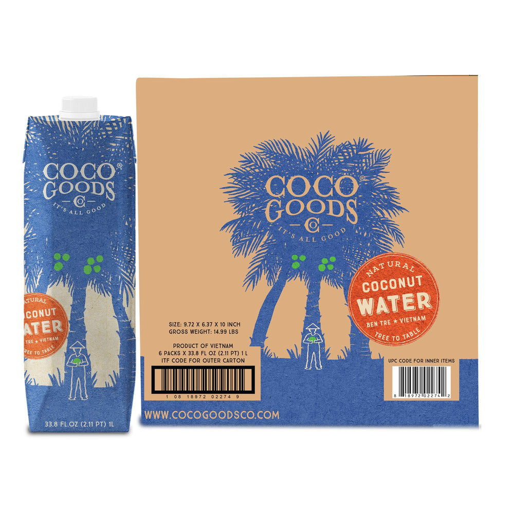 COCOGOODSCO single-origin coconut water bottle front for active days