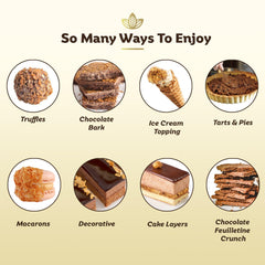 Golden-brown flakes topping desserts for visual appeal.
