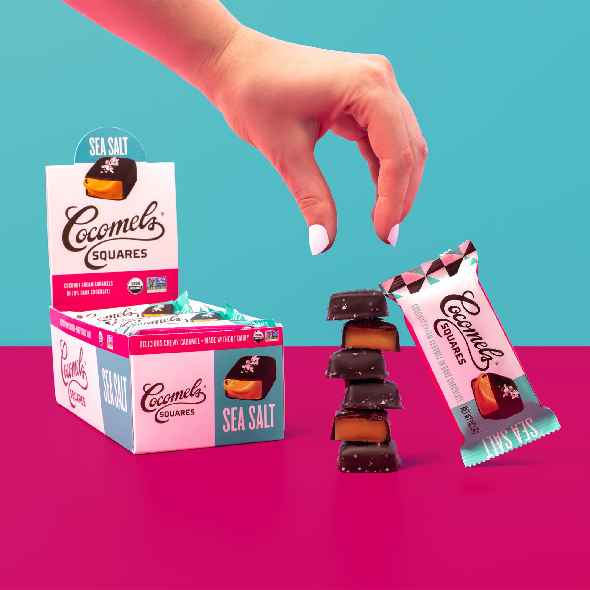 Boxed Cocomels 15-pack display on store shelf