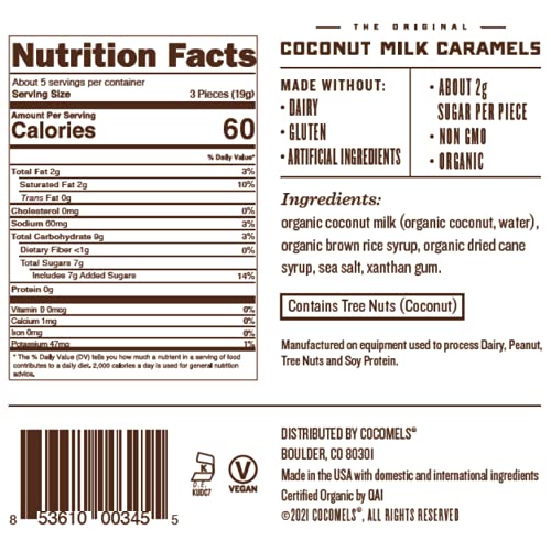 Cocomels creamy coconut caramel close-up shows silky texture and sea salt flavor.
