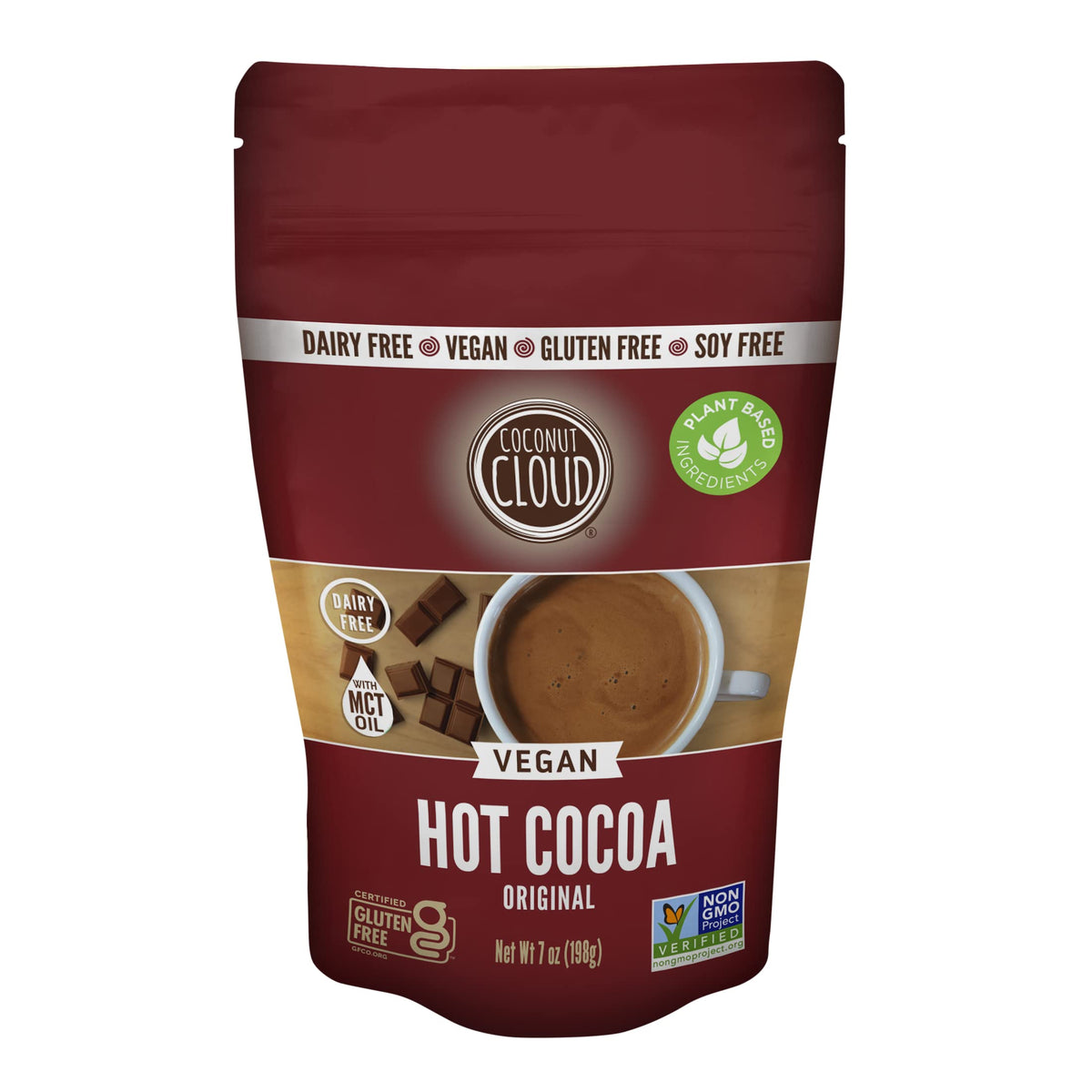 Coconut Cloud dairy-free hot cocoa mix steaming mug for cozy mornings.