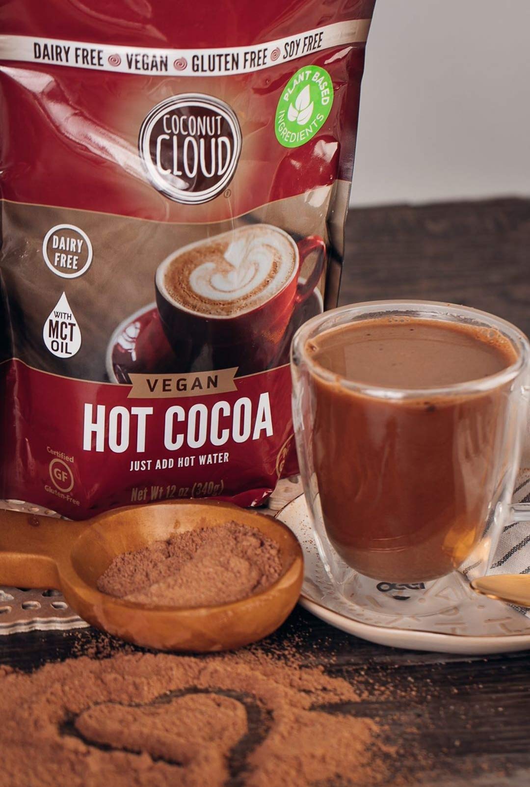 Coconut Cloud Original hot cocoa with dried coconut milk powder closeup