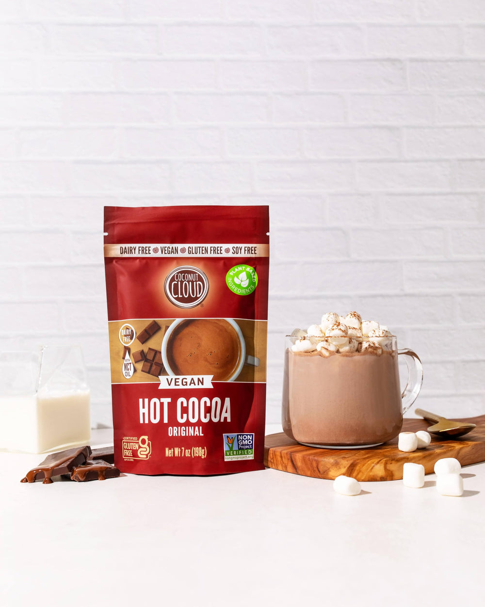 Coconut Cloud prepared hot cocoa cup on table for quick comfort.