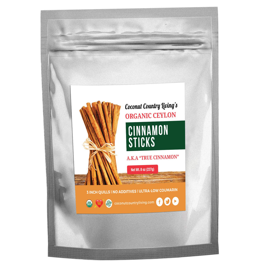 Coconut Country Living Organic Ceylon cinnamon sticks 8 oz for infusions