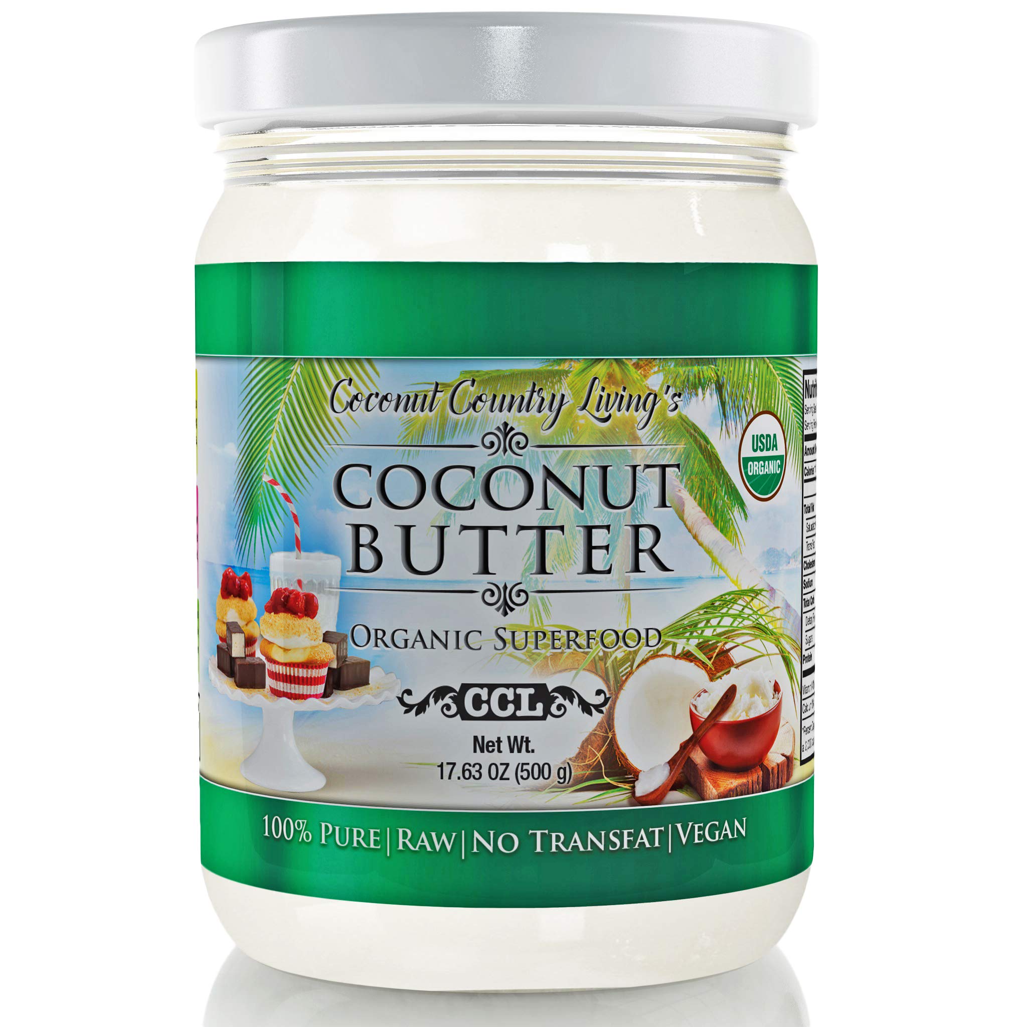 Coconut Country Living organic coconut butter 2-pack jars ready for healthy snacking.