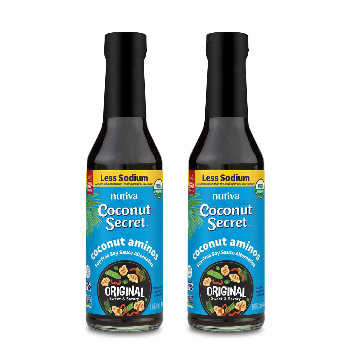 Coconut Secret Coconut Aminos bottle showcases soy-free, low-sodium flavor for everyday cooking.