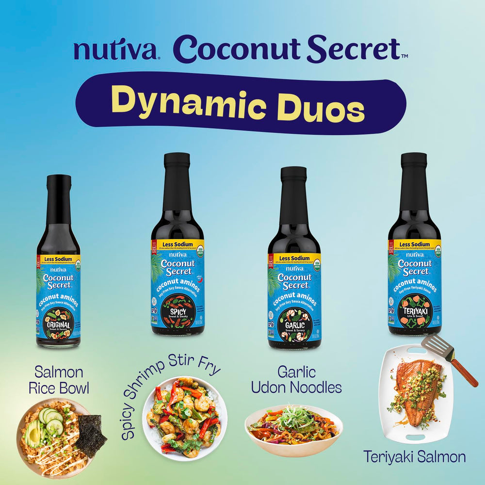 Coconut Secret Coconut Aminos ingredient sap highlight emphasizes simple, natural sourcing.