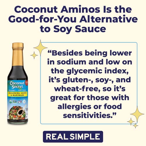Coconut Secret Coconut Aminos label shows USDA Organic and non-GMO.