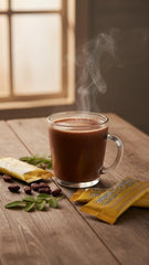 Moringa-infused CocoRinga hot chocolate with natural prebiotics benefits.