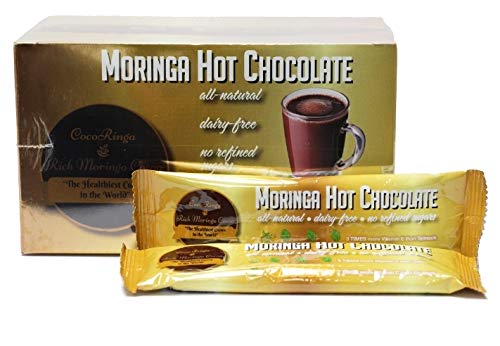 CocoRinga Moringa Hot Chocolate morning routine, hot or cold, versatile drink.