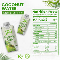 Cocoxim coconut water being poured into a glass for natural hydration.