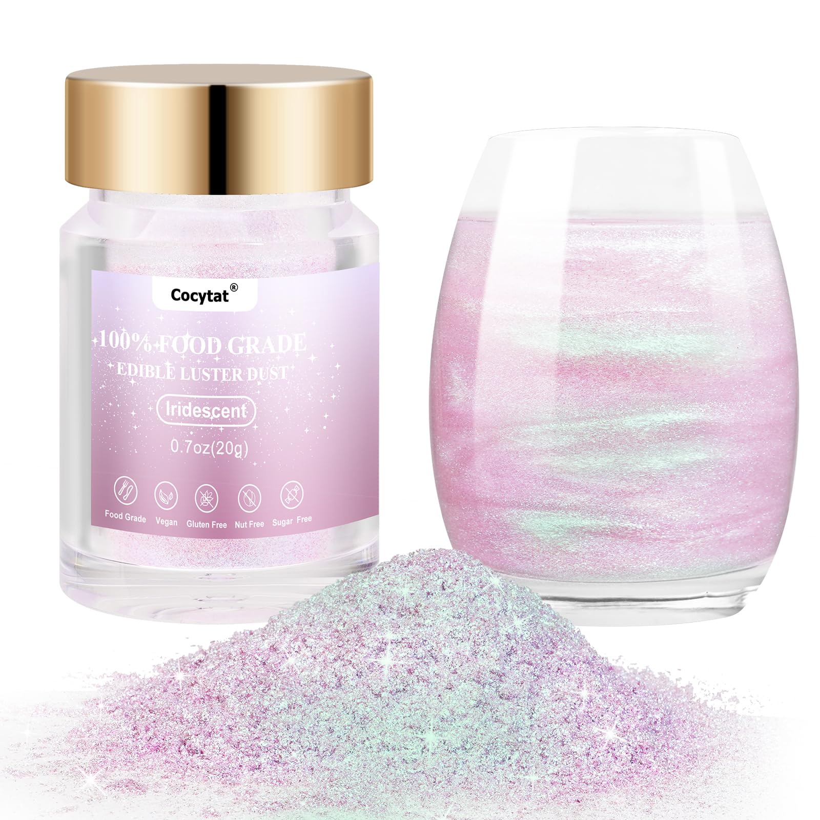 Cocytat iridescent edible glitter adds dazzling cocktail shimmer.