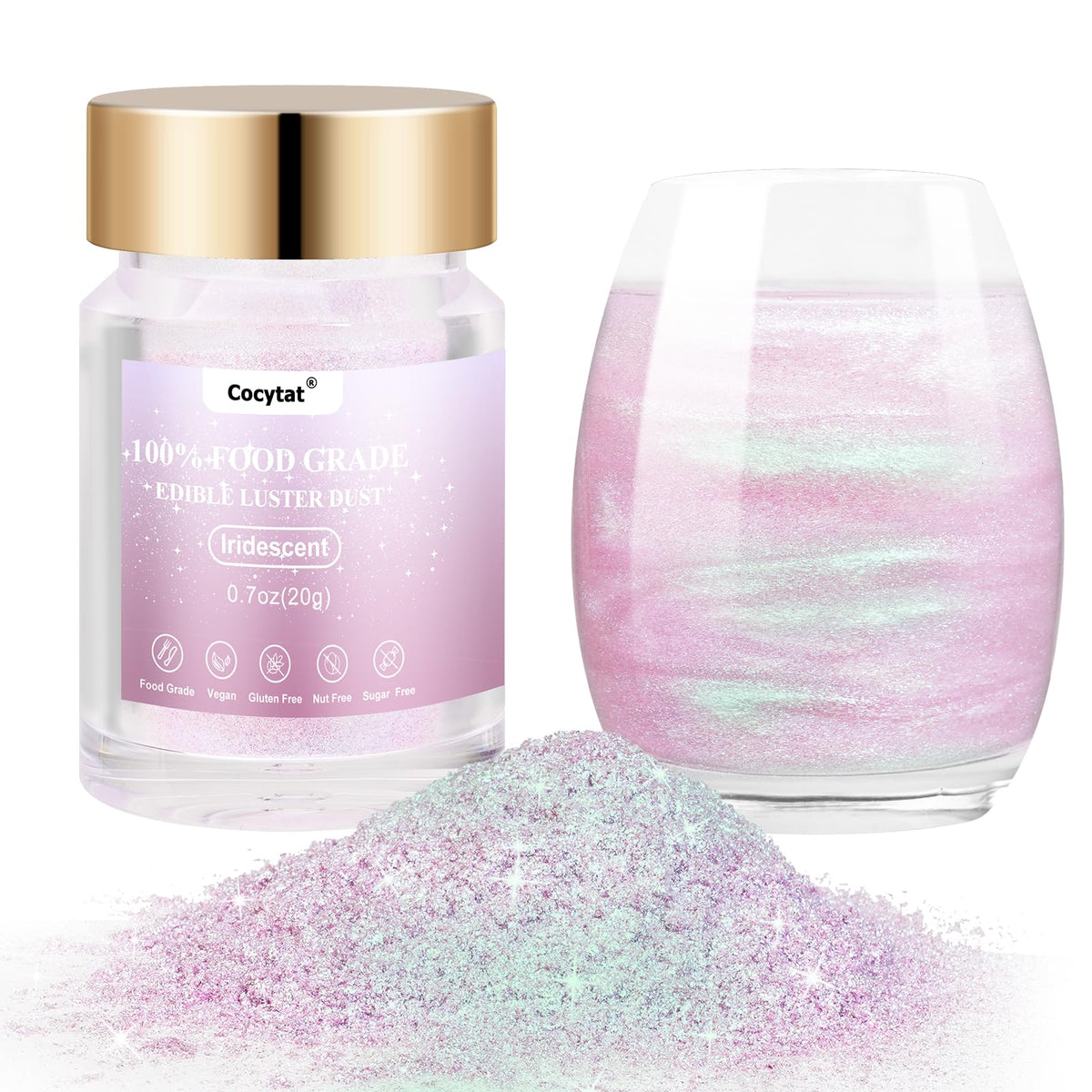 Cocytat iridescent edible glitter adds dazzling cocktail shimmer.