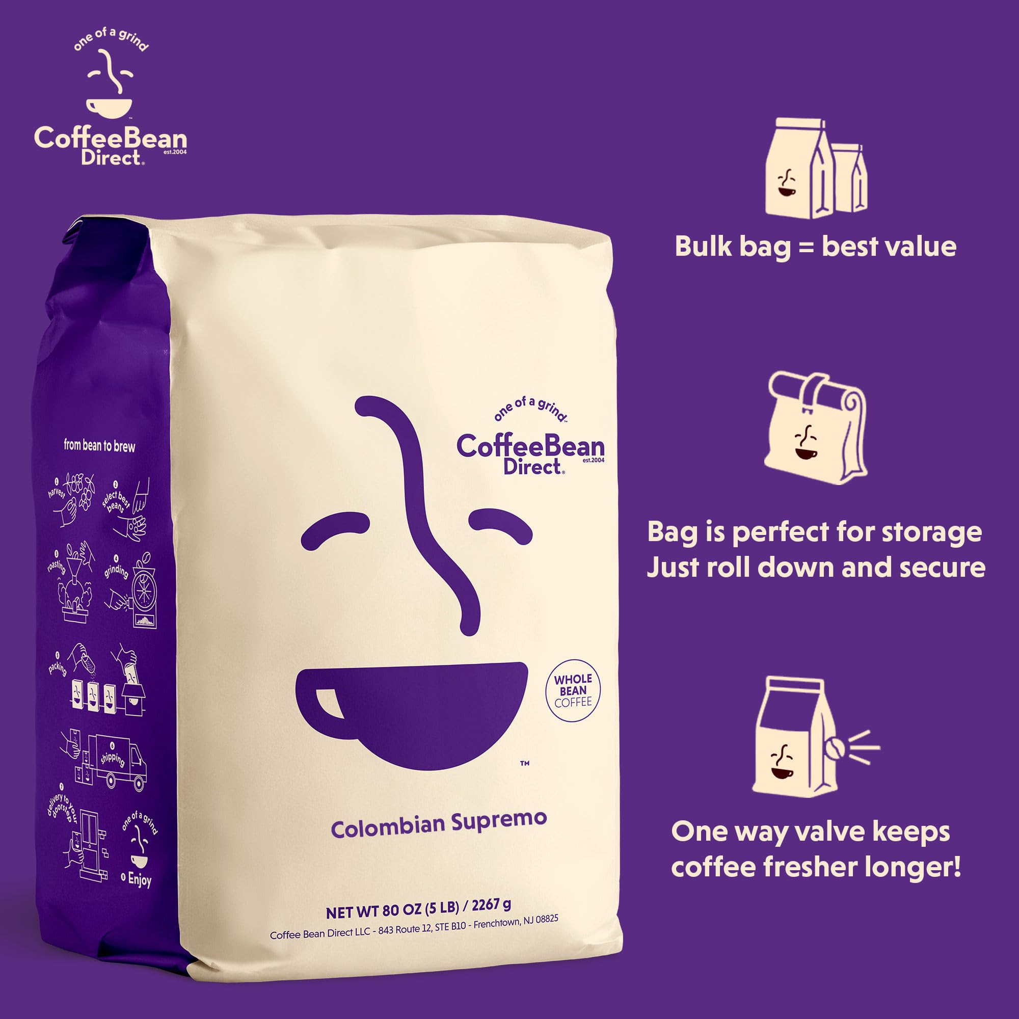 Coffee Bean Direct Colombia Supremo lemon notes visible on beans