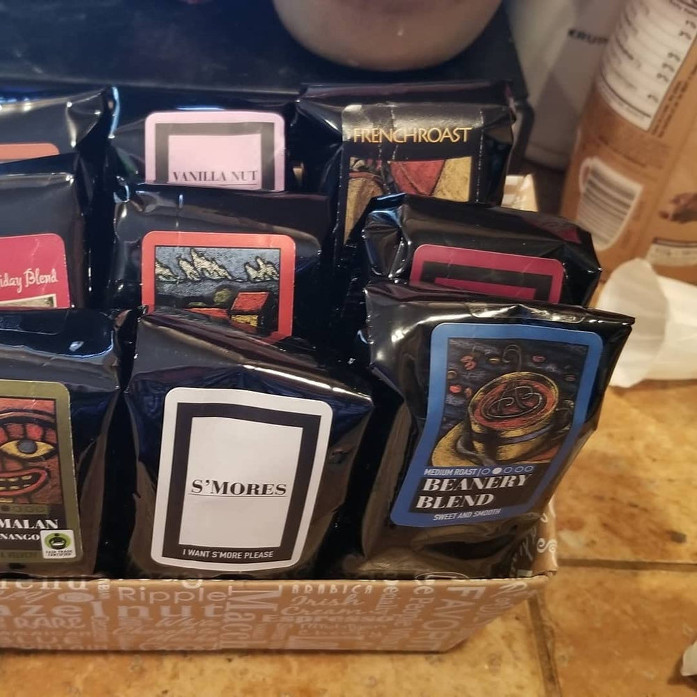 Coffee Beanery auto-drip ready sampler packets for easy brewing
