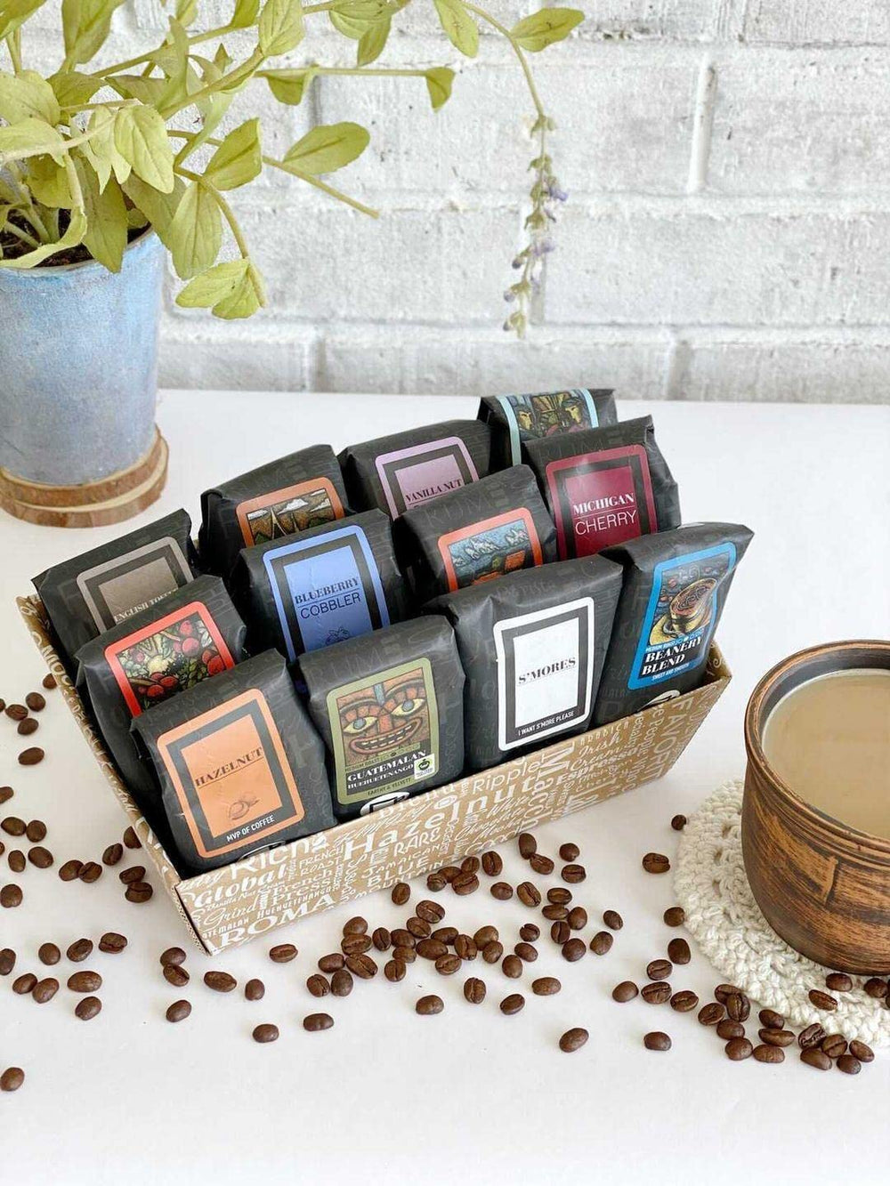 Coffee Beanery flavored coffee variety box inviting flavor exploration