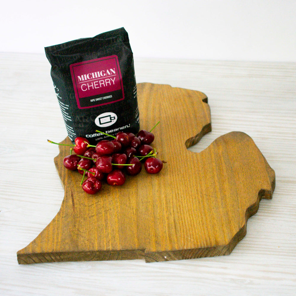 Ground Michigan Cherry coffee ready to brew for a bright morning