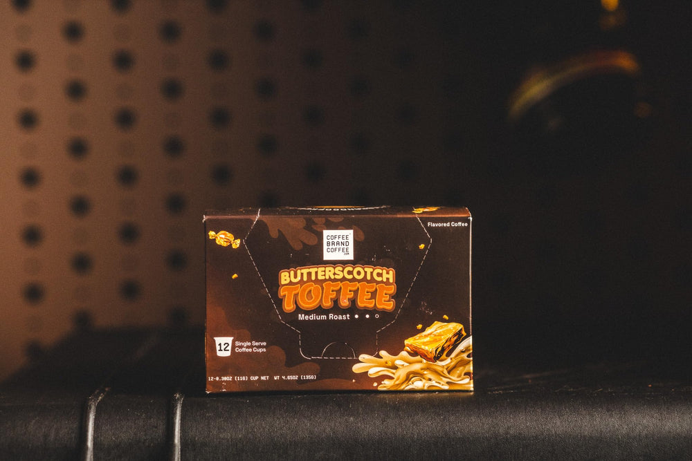 Coffee Brand Coffee butterscotch-toffee Kcups cup offers a flavorful, comforting sip.