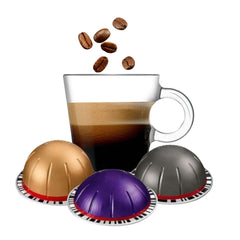 Coffee Capsules Assortment with Melozio Altissio Fortado Decaf for balanced to bold brews.
