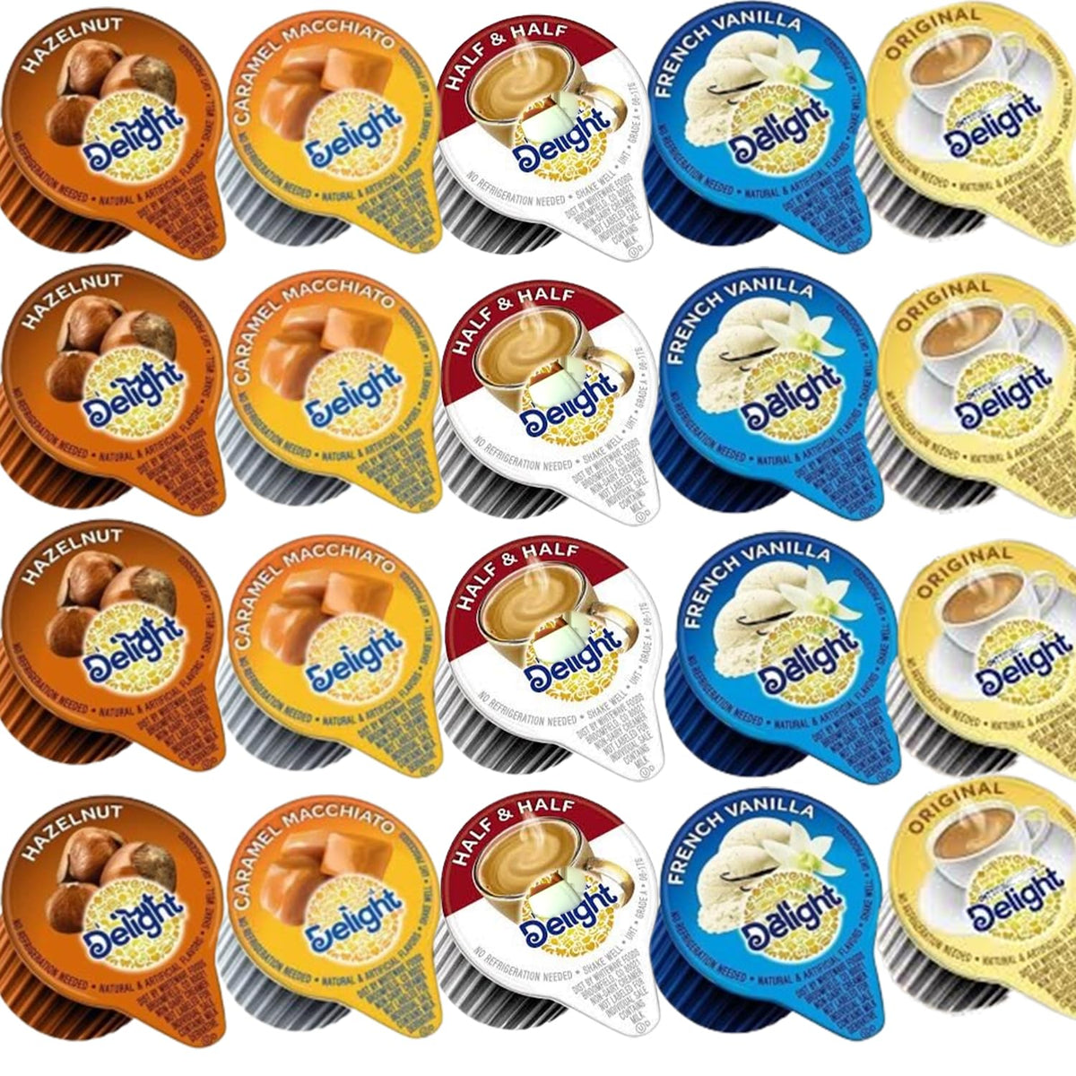 Coffee Creamer Singles Variety Pack with five flavors for convenient, mess-free coffee and tea enjoyment