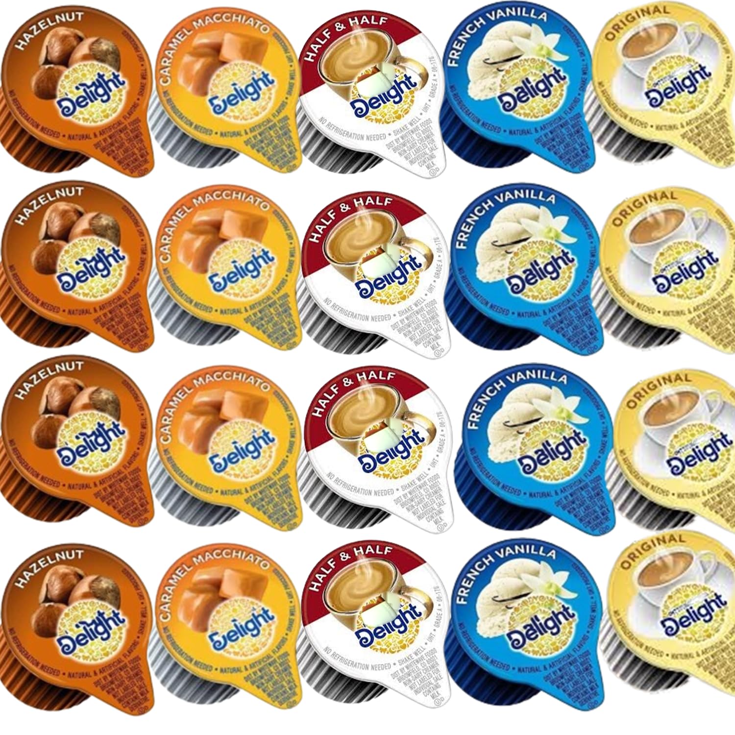Coffee Creamer Singles Variety Pack – 50-count, shelf-stable non-dairy creamers for home or office