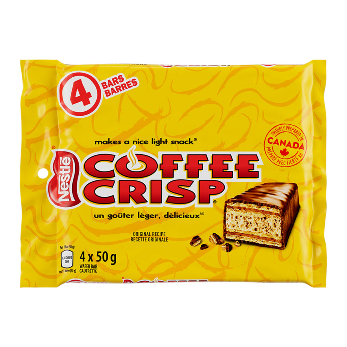 Coffee Crisp four-bars-pack, a classic Canadian chocolate treat for sharing.