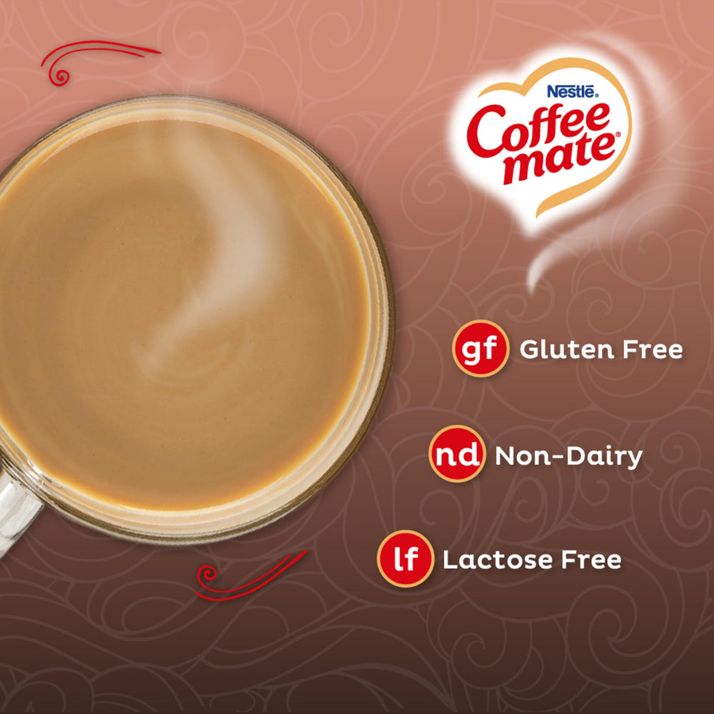 Coffee Mate logo close-up emphasizing sugar-free choice for coffee lovers