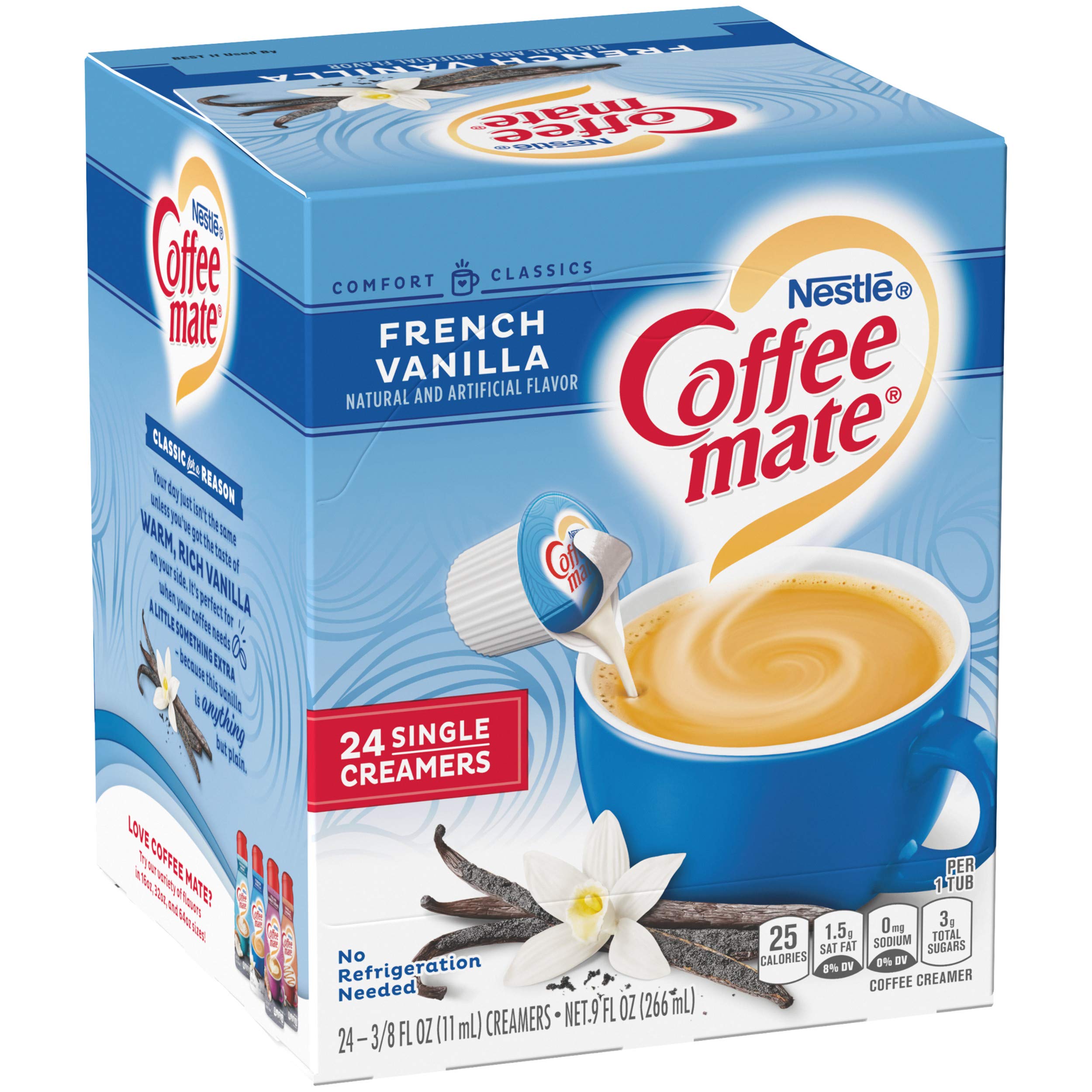 Coffee Mate French Vanilla 24-count display for office and home use.